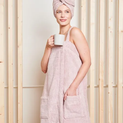 LUIN LIVING luxusní dámské saunové šaty, pastelově růžové