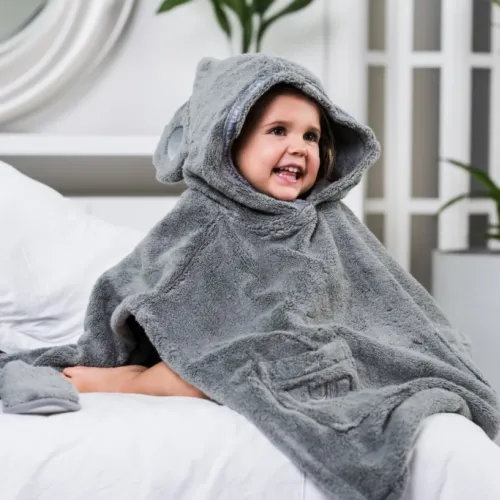 LUIN LIVING dětská poncho osuška, granitově šedá
