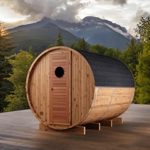 Sudová sauna s odpočívárnou z thermowood – HALO DELUXE