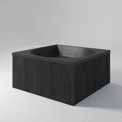 DROP designový obklad z černého lepeného lamelového dřeva