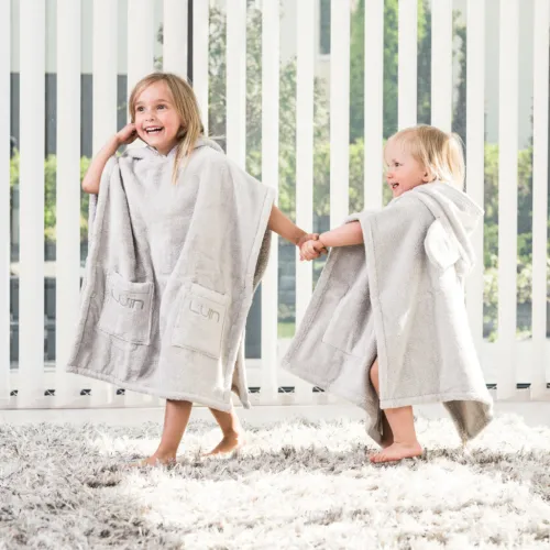 LUIN LIVING dětská poncho osuška, perlově šedá